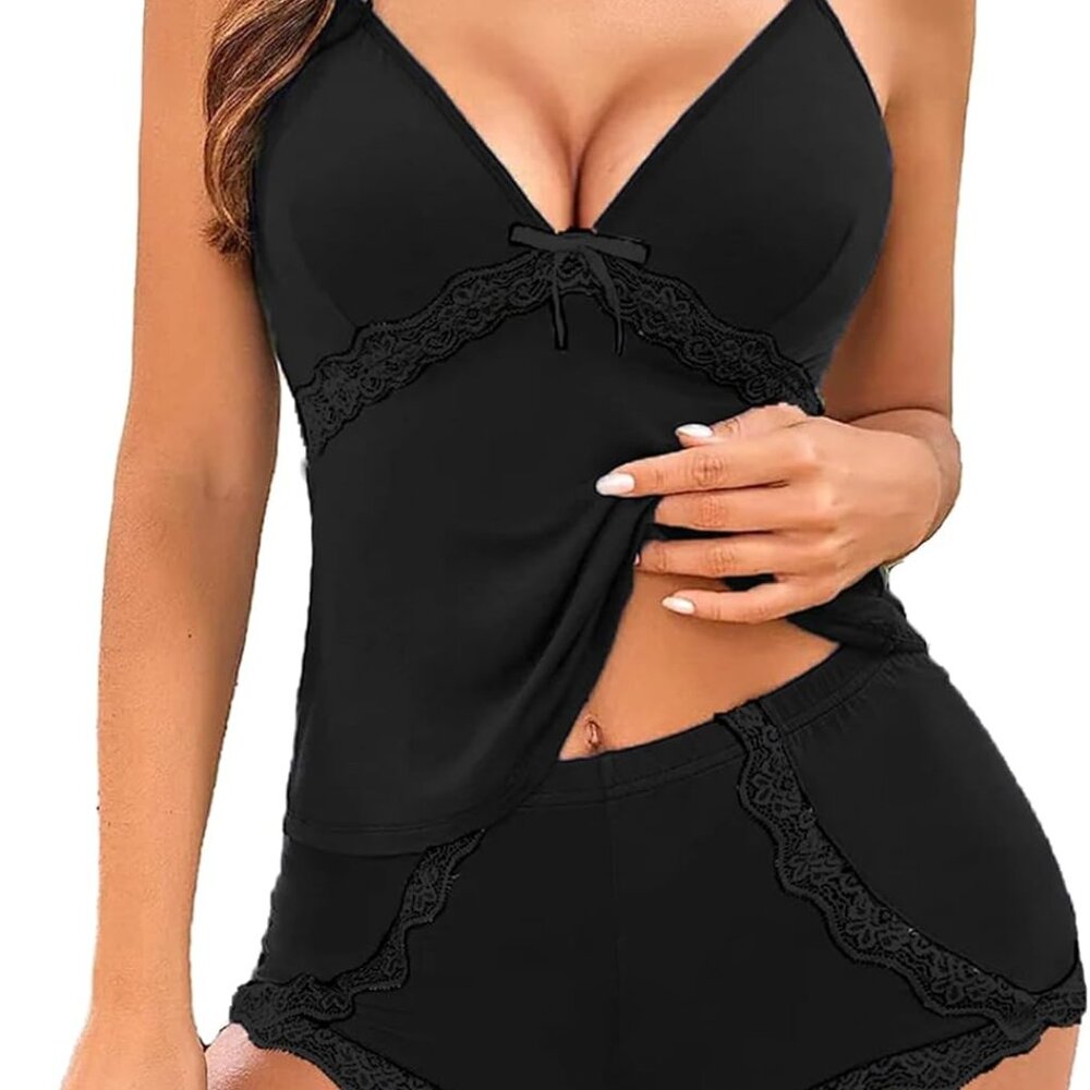 Sexy Pajamas Set For Women Lace Modal 2 Piece Cami Pj Shorts Set Cute Lingerie S